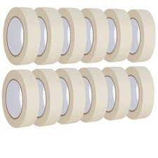 Masking Tape 1 inch 12 Pack, Adhesive Painting Tape Bulk for General Purpose Use