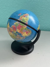 Desktop World Globe on Black Metal Stand Educational Decor 6"