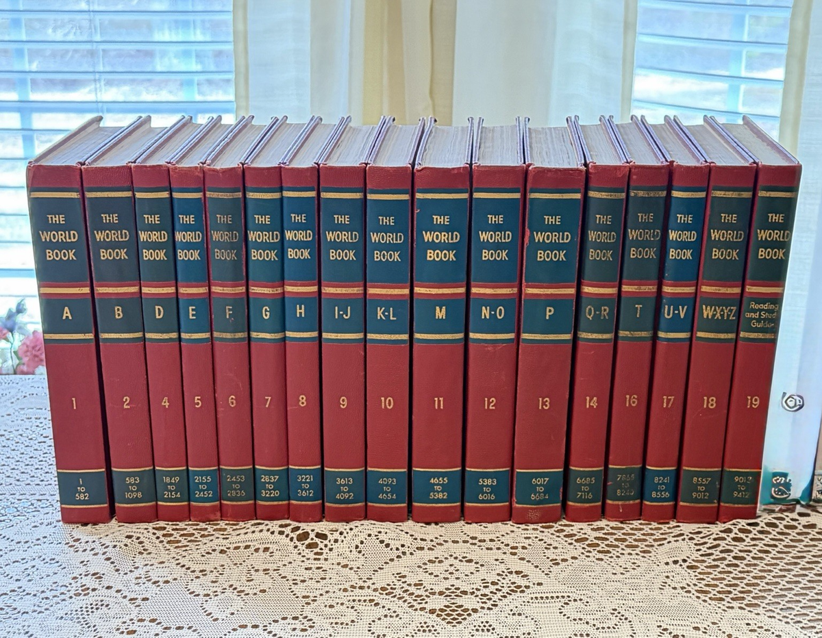 The World Book Encyclopedia 1957 Edition Red & Blue Hardcover ~You