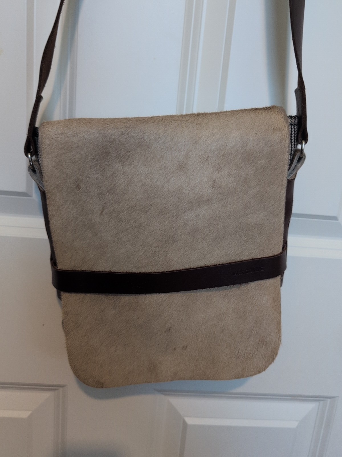 Jack Gomme Paris Cowskin Leather Plaid Purse Crossbody Bag, Excellent Cond. Rare