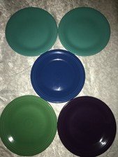 Set of 5 FIESTA WARE Lead Free PEACOCK Colors CLEAN 10½" Diameter DINNER PLATES
