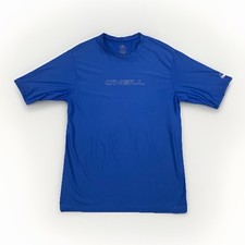 O'Neill Surfing Rash Guard Swim Shirt Men L Slim Fit Blue Short Sleeve UPF 50 