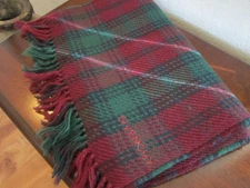 GIVENCHY 100% LAMBSWOOL SCARF RED/GREEN PLAID HANDLOOMED 72" X 13"