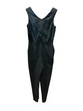 Karen Millen Black V-Neck Sleeveless Pleated Jumpsuit Women’s Tapered One-Piece