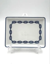 HERMES CHAINE D'ANCRE Blue Porcelain Tray Plate 16 x 12 cm