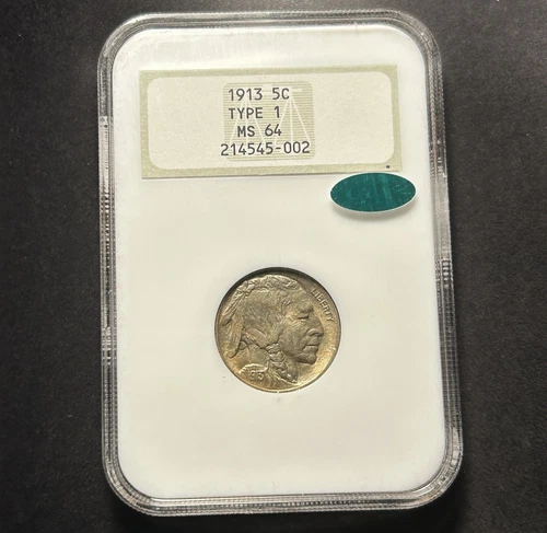 1913 Type 1 Buffalo Nickel — NGC MS64 CAC ✅ Old Fatty Holder 