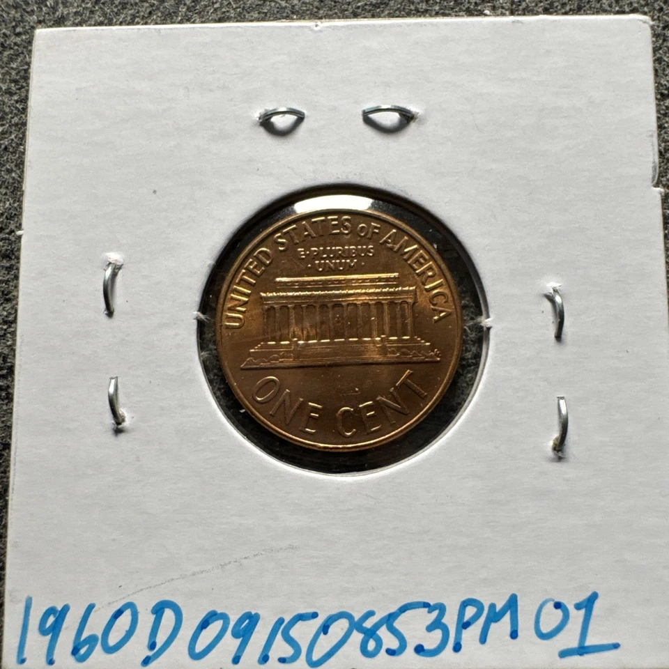 1960 D Lincoln Memorial Cent. Copper. UNC. Proof. Denver. Non Magnetic. - Image 3 of 4
