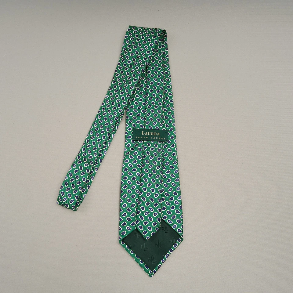 Corbata de seda clásica Lauren Ralph Lauren verde cachemira geométrica Foto 4 de 4