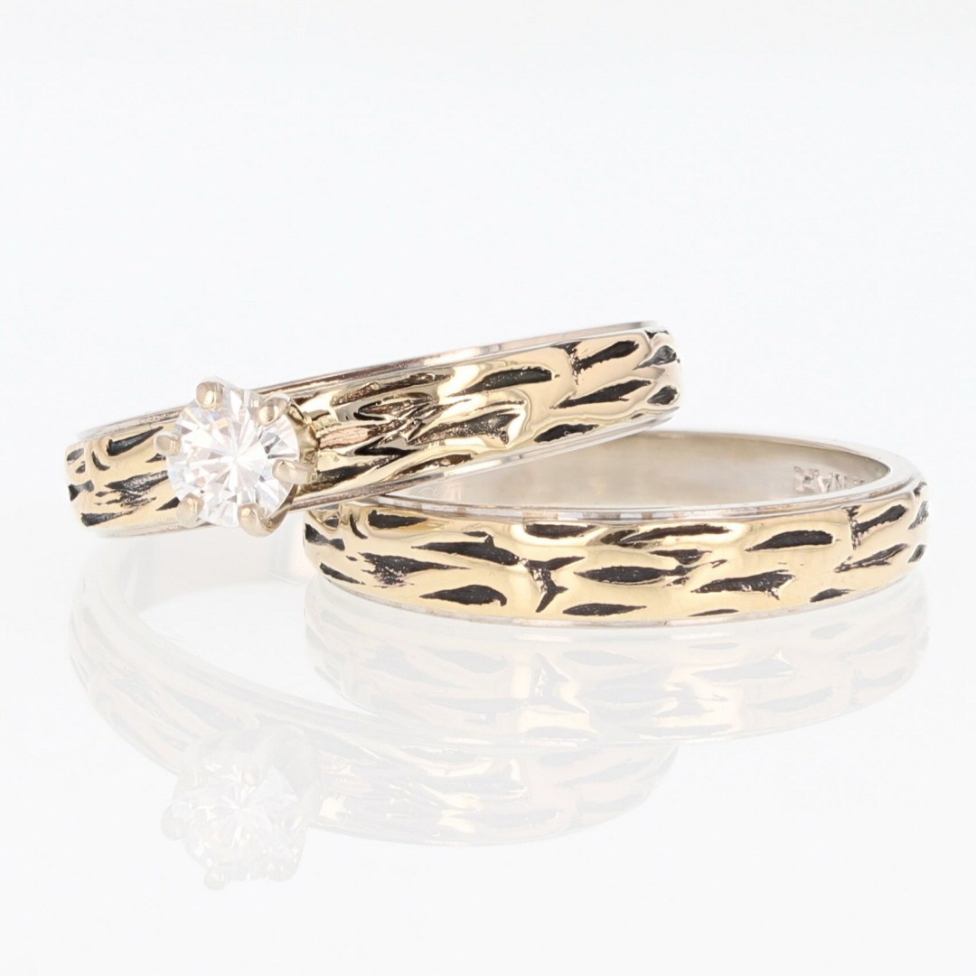 .27ct Diamond Solitaire Patterned Wedding Set Rin… - image 6