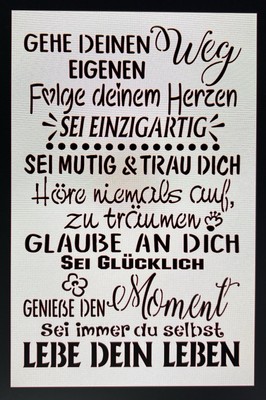 Shabby Chic Schablone Gehe deinen Weg Lebe Dein Leben f.Schild Vintage Glück
