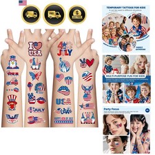 4th of July Temporary Tattoos - 80 Pcs Independence Day American Flag Red Whi...
