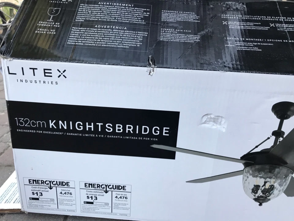 Litex - Knightsbridge - Ventilador de techo de 5 aspas con kit de luz - 26,5 pulgadas de alto Foto 3 de 4