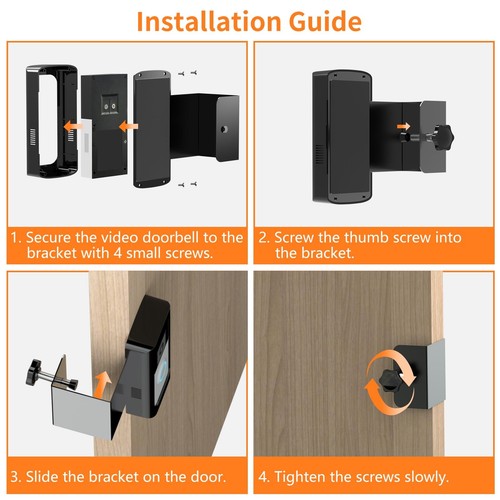 Anti-Theft Ring/Video Doorbell Mount, Doorbell Door Bracket No Drilling with ... - Picture 6 of 7