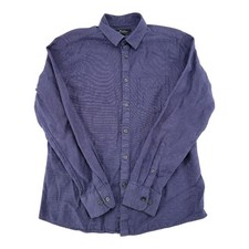 Marc Anthony Luxury Men's S Slim Fit Blue Textured Button Down Shirt Long Sleeve