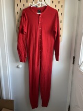 Mens M Vintage Duofold Red Union Suit Long Johns Button Up Front Thermal Wear
