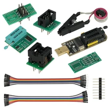 CH341A EEPROM Programmer Kit: SOIC8 Clip, 1.8V & SOIC8 Adapters, 24/25 Series