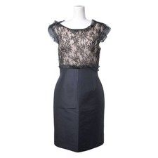 Valentino Lace Layered Dress Black Cotton Silk Women Large Size