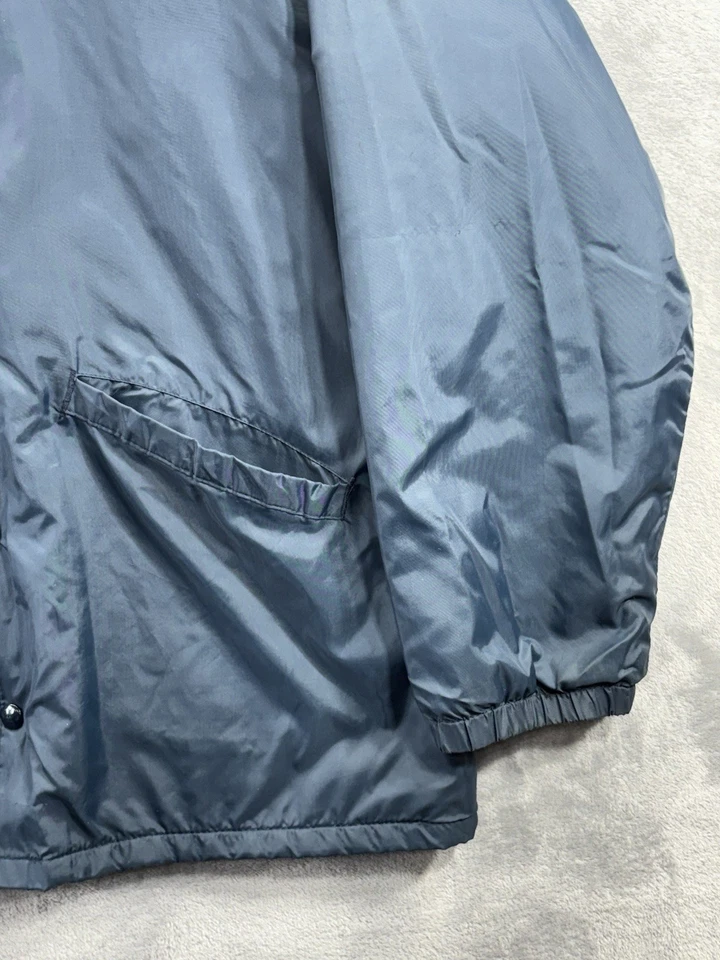 VTG USA Made TJ170 Coaches Nylon Fur Lined Windbreaker Jacket Navy Blue Medium - Image 2 of 4