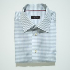 Eton Sweden Men's Shirt 16.5 White Blue Check Cotton Business Formal Button-Up