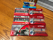 6- 90 Minute Blank Audio Cassette Tapes and 1- 60 min New Sealed TDK, MAX, MEMO