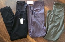 3 Pairs Woman Maternity Leggings Size Medium Black, Gray And Green