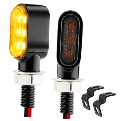Mini LED Motorcycle Turn Signals with Front Bracket, Small Ebike Smoke Lens