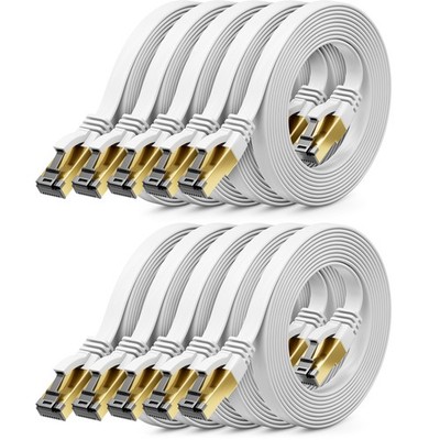 10x 0,5m CAT 8 Patchkabel Flachkabel RJ45 LAN DSL Kabel Ethernet Netzwerkkabel