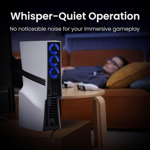 LED Cooling Fan w/USB Port for PlayStation 5 PS5 Pro: Quiet, Adjustable - Picture 7 of 7
