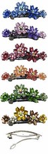 Crystal Flower Barrette Hairclip w. French Clip Clasp Lovely Colors YY86400-12