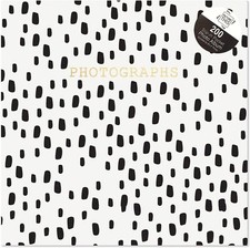 Black & White Spot Spotty Holiday Photo Album Holds 200 4" x 6" Photographs 7546