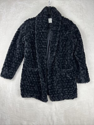 Wilfred Black Grete Plush Fuzzy Teddy Jacket Womens Size XS