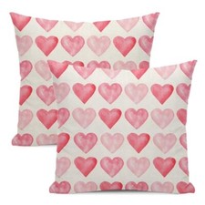 Valentine's Day Pillow Covers 18x18 Set of 2 Pink Love Heart Throw Pillow