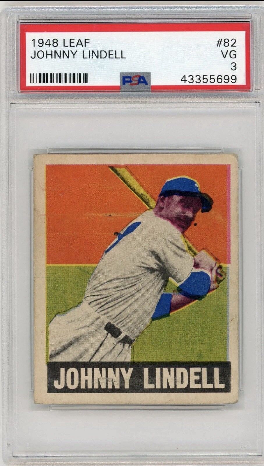 1948 Leaf Johnny Lindell #82 PSA 3 VG New York Yankees Vintage Baseball