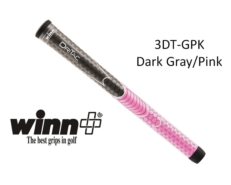 13 件套 Winn Dri-Tac 女士高尔夫握把 - 粉色/深灰色 3DT-GPK — 第 3/4 张图片