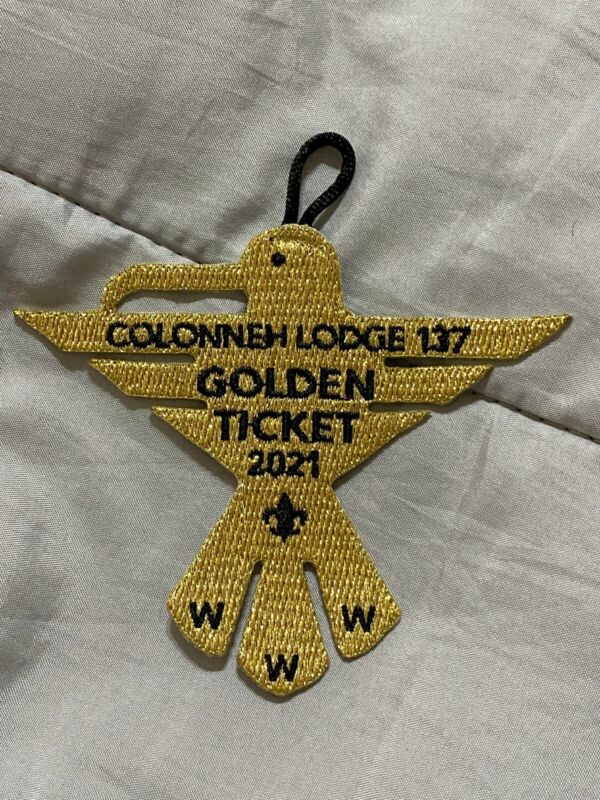 Colonneh Lodge 137 2021 Golden Ticket Metallic Thread Dangle Patch OA SHAC