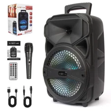 8" BT Party Speaker System Bluetooth Big Led Portable Stereo Tailgate Loud 1000W