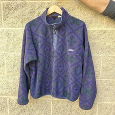 vintage PATAGONIA fleece pullover sweater jumper L purple geometric made In USA