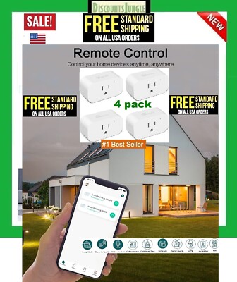 4 Pack WiFi Smart Plug Socket Outlet APP Control Works with Alexa & Google / NEW