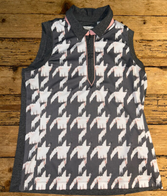 EP Pro Women s Size M Grey/White Pattern 1/4 Zip Sleeveless Golf Shirt NWOT
