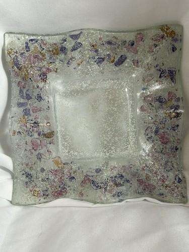 Italian Glass Trinket Dish Purple and Gold with White Flecks - Picture 2 of 3