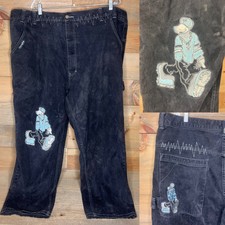Vintage Y2K Paco Jeans Black Skater Hip Hop Baggy Cyber Goth JNCO Men's 47x30
