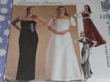 McCALL'S 2861 MISSES PETITE LINED EVENING DRESS & WRAP PATTERN-UNCUT-8-10-12