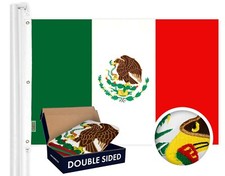 G128 Mexico Mexican Flag 6x10 Ft Double Sided Embroidered 210D Polyester, 3-ply