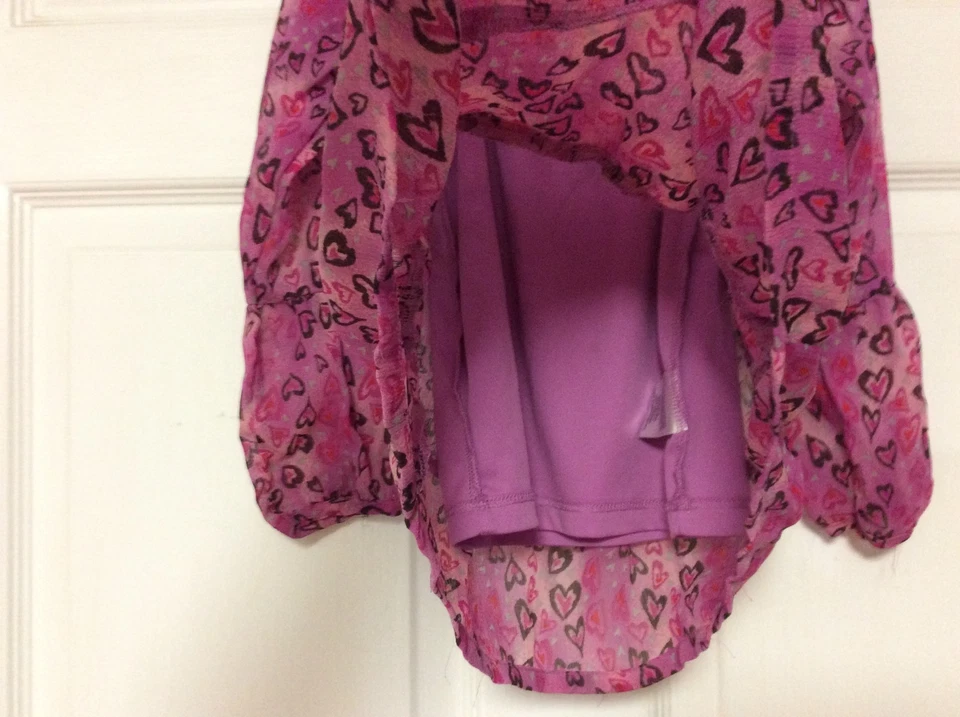 Top Desteñido Glory Niñas Talla 5T Cami Camisa Transparente Globo Púrpura Corazones 46 Foto 4 de 4