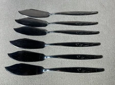 6 Vintage Butter Knife Cheese Spreader Fish Handle Stainless 7.5 inches