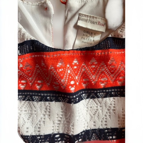 Girls Sz 6 Sweet Heart Rose Orange blue White Aztec Dress - Picture 2 of 2