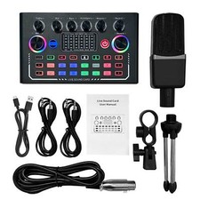 F009 Podcast Audio Mixer Sound Card RGB Bluetooth DJ Equipment for PC Gaming
