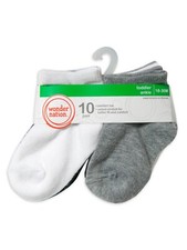 Wonder Nation Boy's Black/White/Gray Ankle Socks, 10 Pack Size 18-36 Months