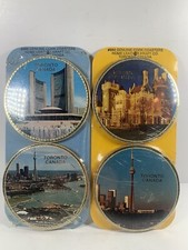 Vintage NOS Home Leather TORONTO CANADA Genuine Cork Coasters Lot Set 8 Man Cave