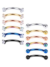 12 Pieces 16 Gauge Stainless Steel Belly Lip Ring Eyebrow Studs Cartilage Tra...